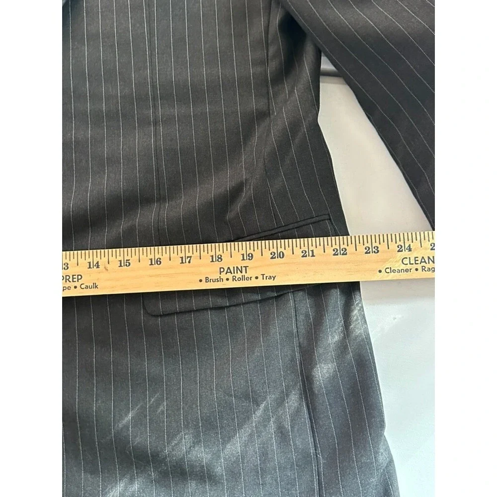 Hickey Freeman Men's Charcoal Jacket Blazer Pinstripe 44L - Loro Piana 100% Wool